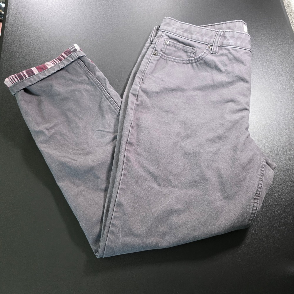 Blue Mountain Womens 16 Grey Flannel Lined Cotton Canvas Work Pants Straight Leg